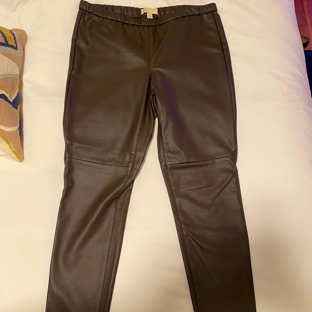 Michael Kors Brown Faux Leather Pants Size 14